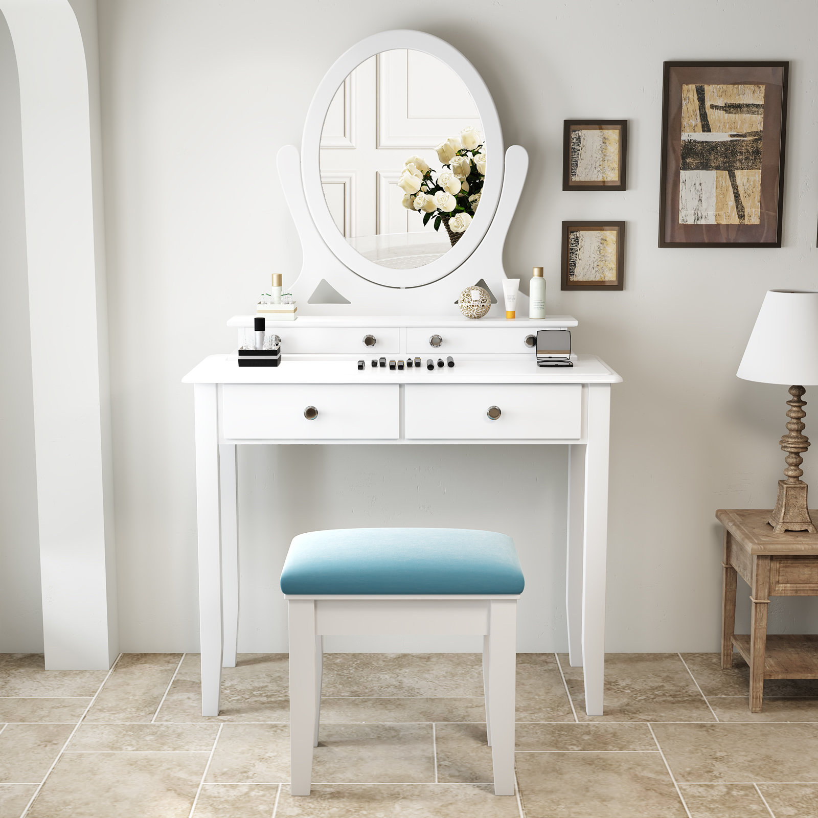 Rosdorf Park Nolia Vanity Set With Stool With Mirror Wayfair Rosdorf Park Nolia Vanity Set With Stool With Mirror Wayfair