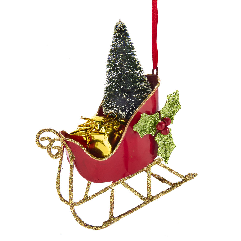 Kurt Adler Plastic Sleigh With Tree Hanging Figurine Ornament Reviews Wayfair