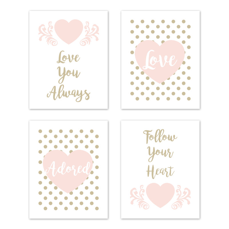 Sweet Jojo Designs Amelia Blush Pink And Gold 4 Piece Set Paper