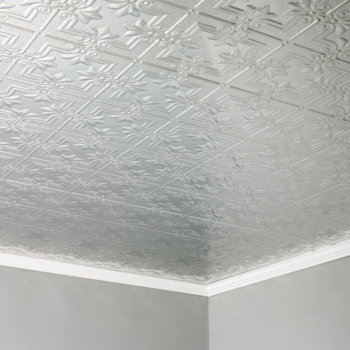 Fasade Regalia 2 Ft X 4 Ft Glue Up Ceiling Tile In Brushed