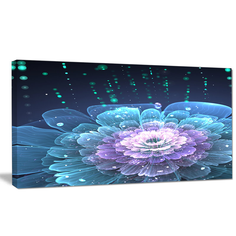 Designart Fractal Flower With Water Drops Graphic Art On Wrapped Canvas Wayfair