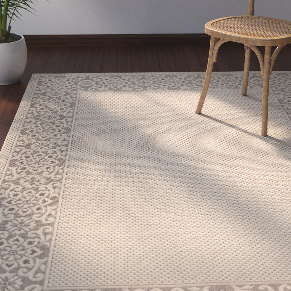 Bay Isle Home Whitner Oriental Cream Brown Indoor Outdoor Area Rug Reviews Wayfair