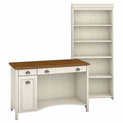 Three Posts Resaca Writing Desk With Bookcase Color Antique White