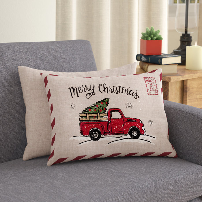 Gracie Oaks Ketan Truck Christmas Lumbar Pillow Reviews Wayfair Ca