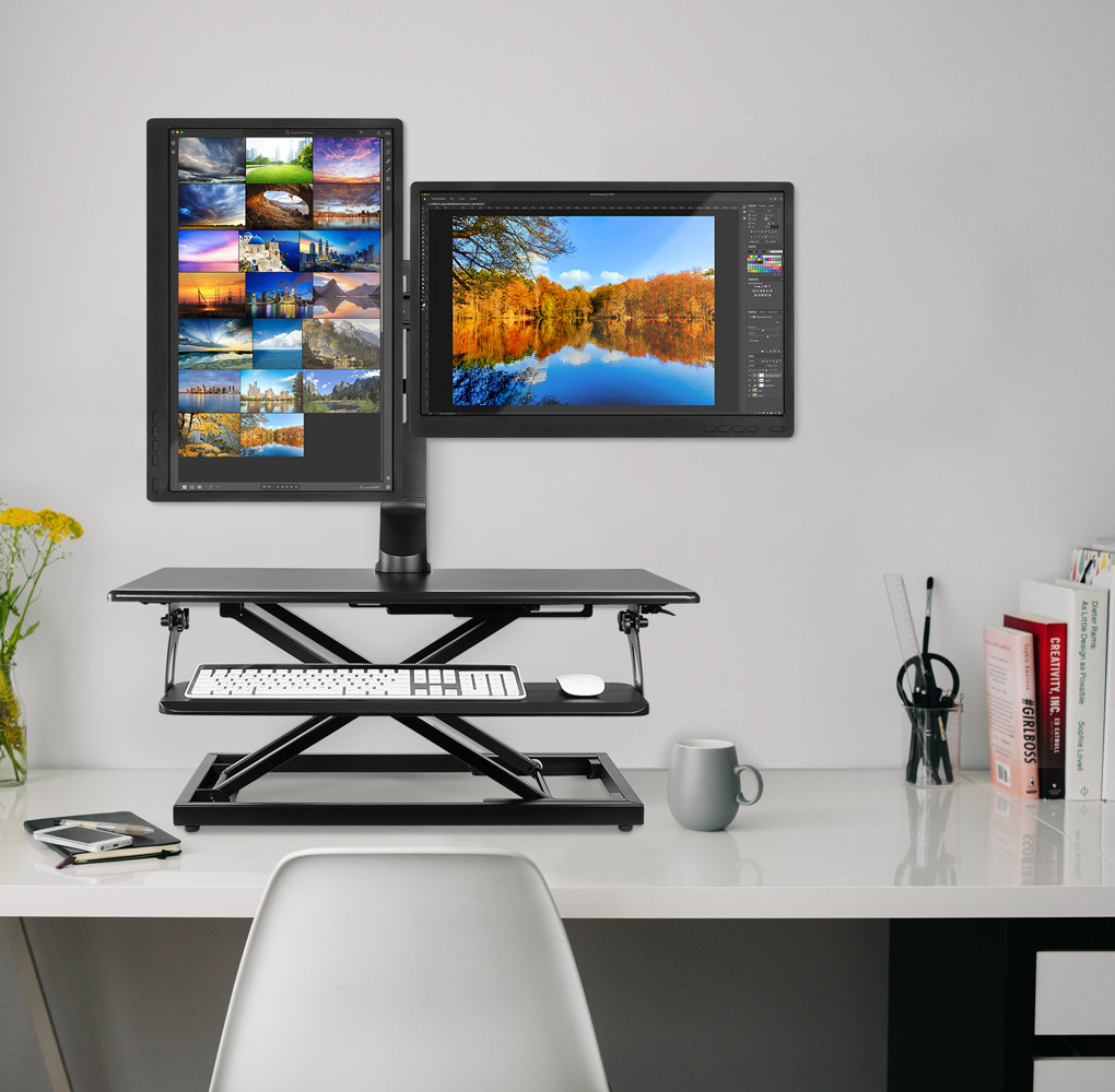 Symple Stuff Hobson Height Adjustable Universal 2 Screen Desk Mount Wayfair Ca