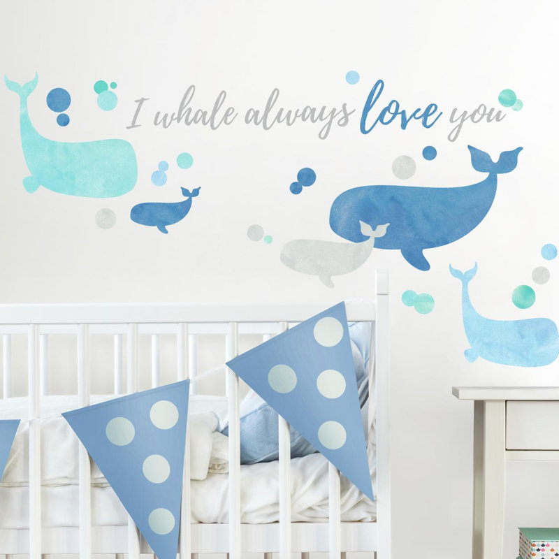 Whale Bathroom Wall Kids Bath Shower Toilet Bedroom Vinyl Decal Sticker