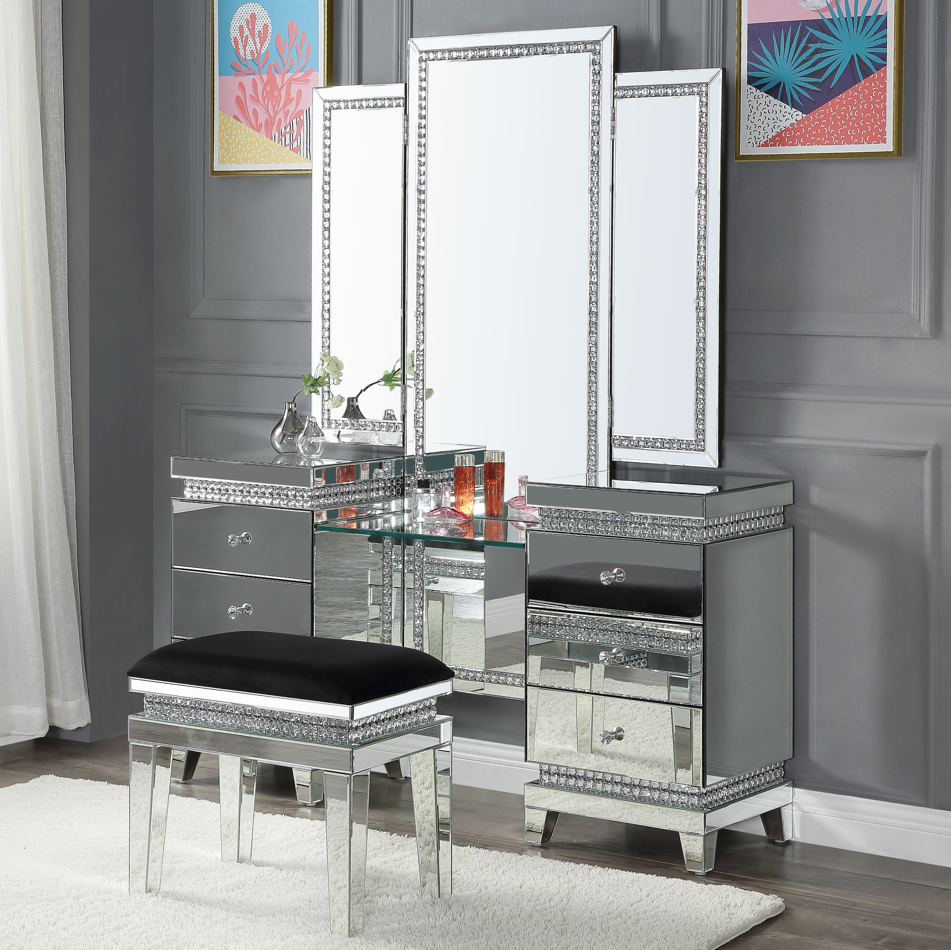 Acme Lotus Vanity With Mirror Wayfair