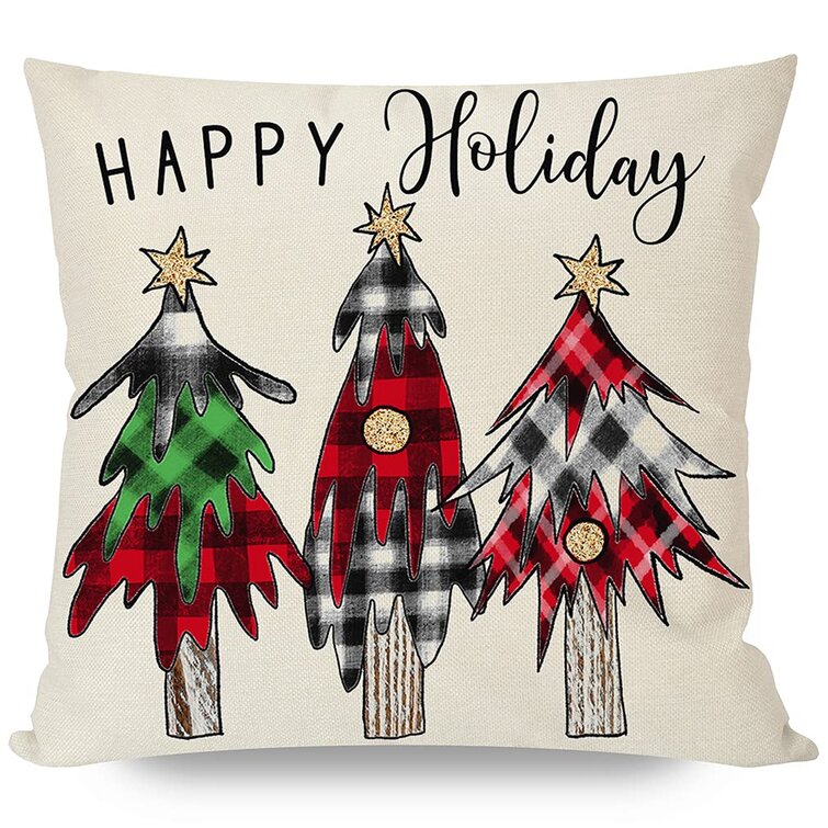18 x 18 Inch 6 Pieces Christmas Throw Pillow Covers Buffalo Plaid Pillow Case Black and Red Check Cushion Cover Pillowcases Winter Holiday Christmas Decoration for Home Farmhouse Couch Car Sofa Bed