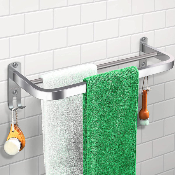 Wall Stainless Steel Mounted Home Punch Towel Rack Bathroom Rail Holder Shelf US 