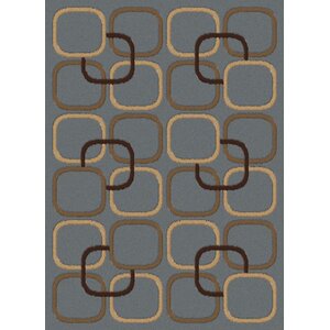 Lara Squares Blue Contemporary Rectangular Rug