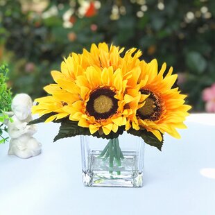 artificial sunflowers in vase