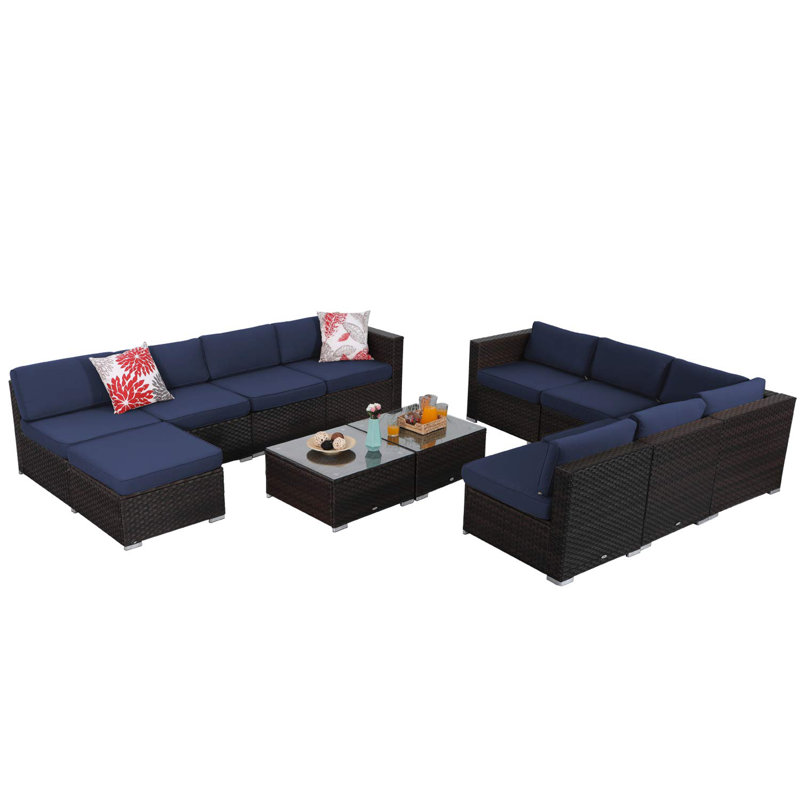 Ivy Bronx 12 Piece Patio Outdoor Furniture Sectional Sofa Set Low