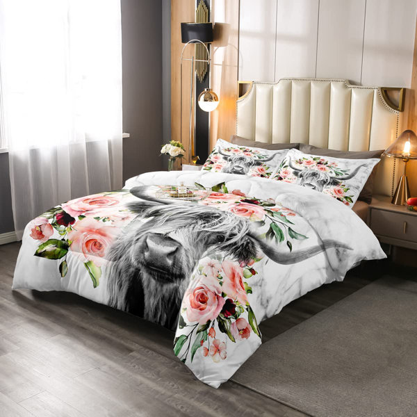 HIG 3 Piece NEW 3D Comforter Set Animals and Scenery Floral Print 