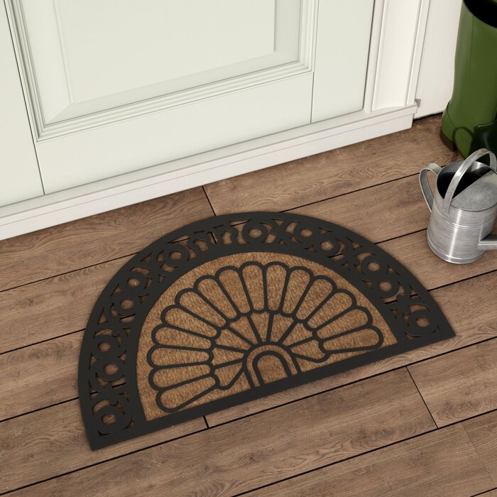 Rosamund Half Moon Fancy Welcome 30 In X 18 In Non Slip Outdoor Door Mat