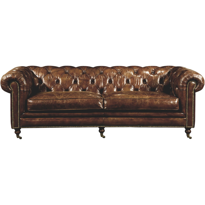 17 Stories Stephanie Leather Chesterfield Sofa Reviews Wayfair