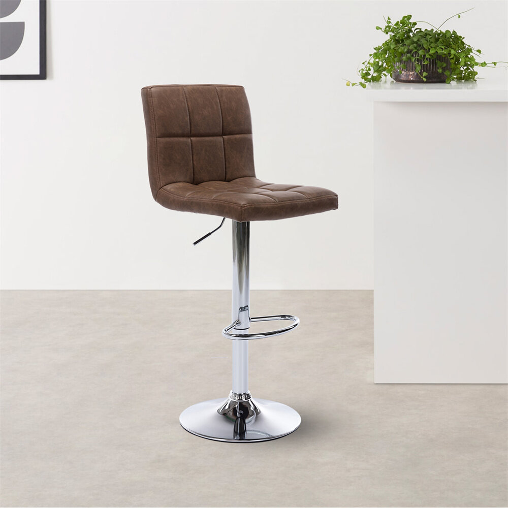 modern square pu leather adjustable bar stools