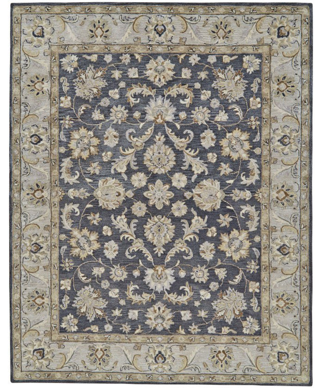 Charlton Home Stetler Oriental Handmade Tufted Wool Gray Area Rug Reviews Wayfair