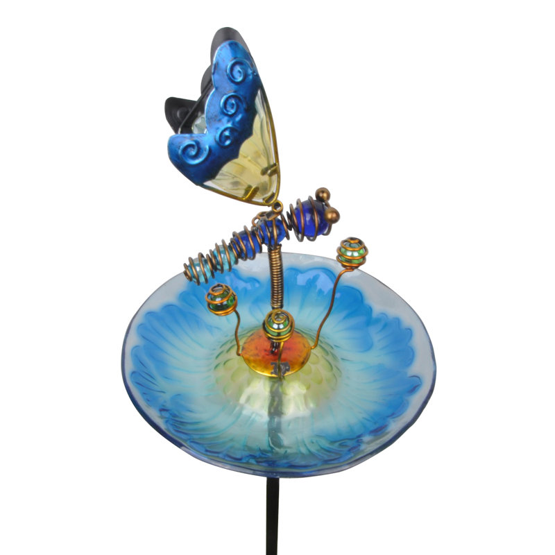 Sol 72 Outdoor Outdoor Butterfly Fusion Glass Decorative Bird