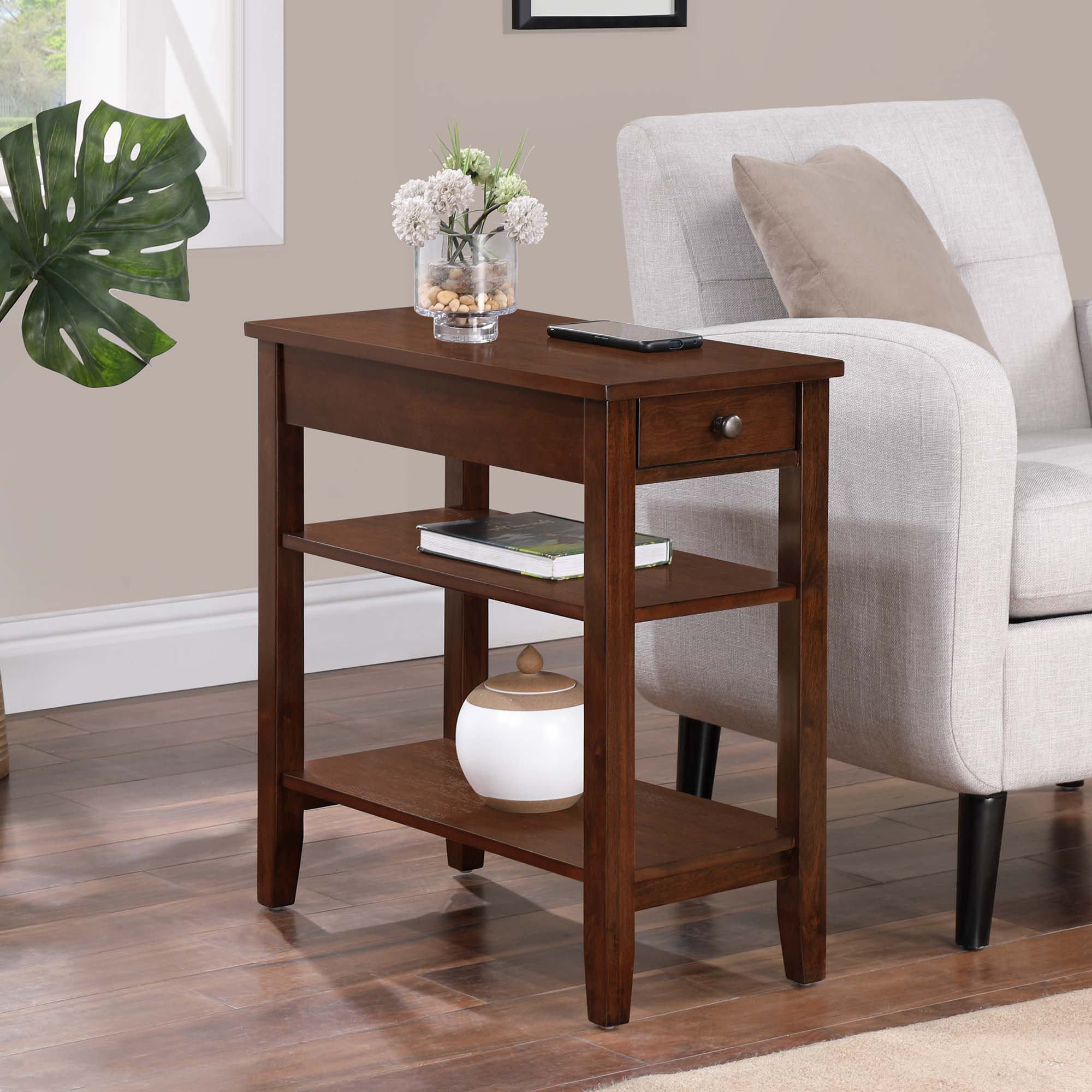 espresso chairside table