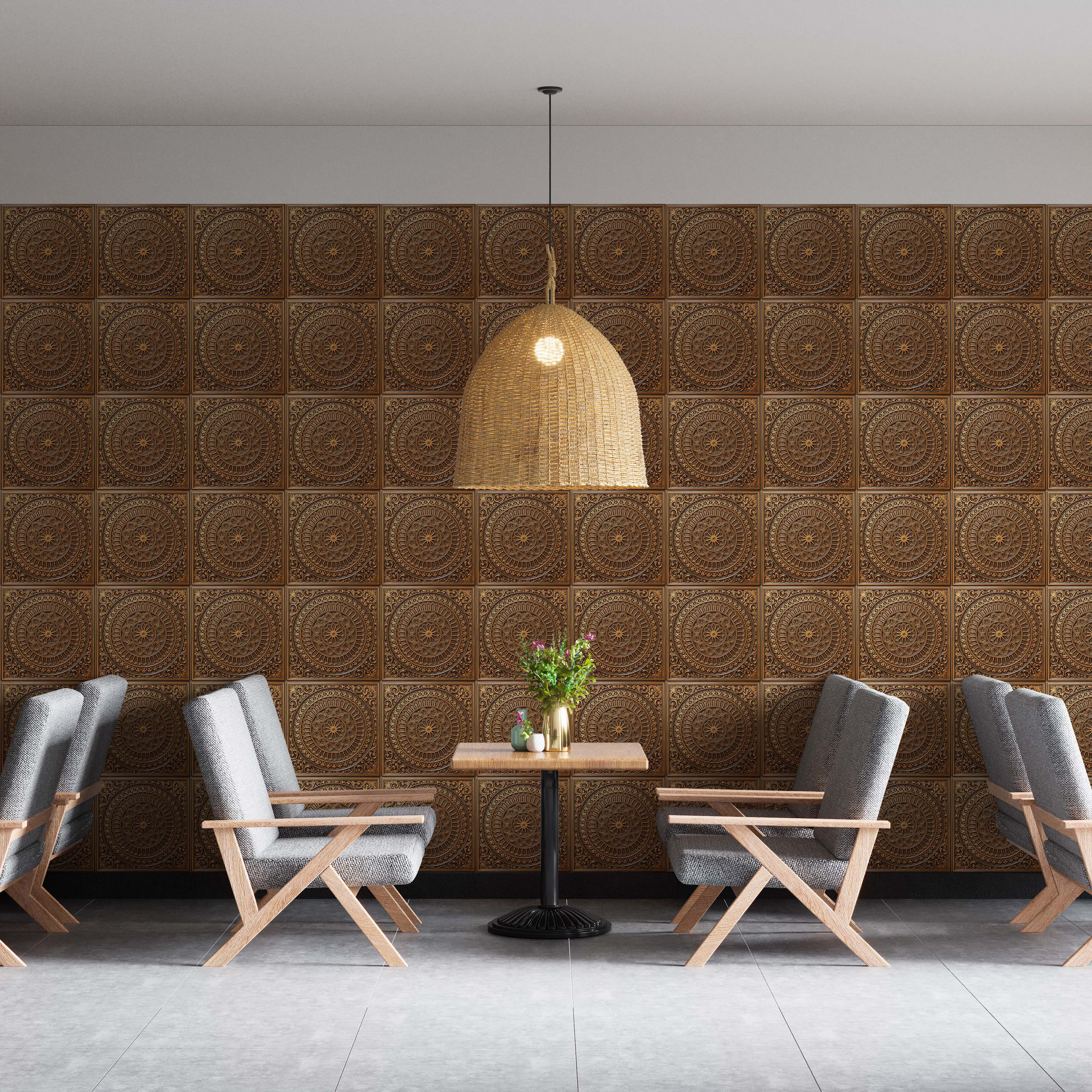 Dundee Deco Falkirk Perth 2 ft. x 2 ft. Glue Up PVC Ceiling Tile | Wayfair