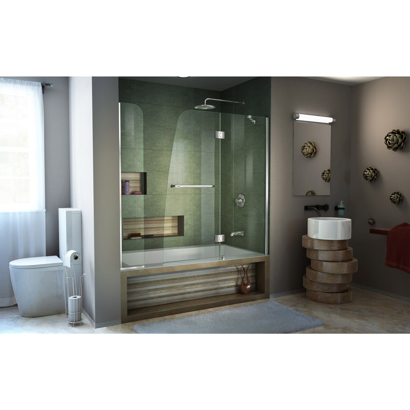 Dreamline Aqua 56 W X 58 H Hinged Semi Frameless Tub Door Reviews Wayfair