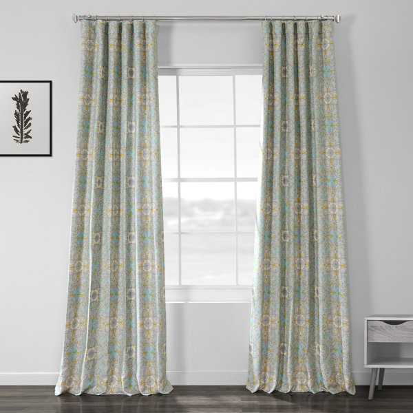 Charlton Home Washam Printed Linen Textured Floral Room Darkening Rod Pocket Single Curtain Panel Wayfair
