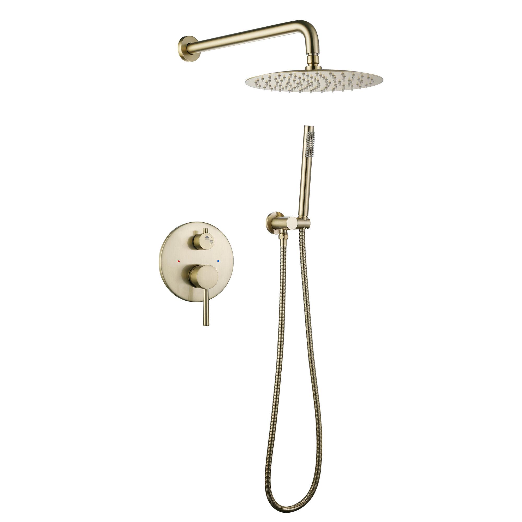 Golden Shower Head Single Handle Valve Faucet W Hand Shower Hot And Cold Mixer