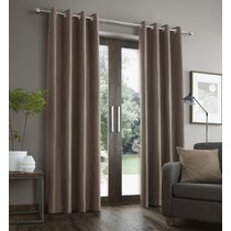 Catherine Lansfield Canterbury Curtains Lined Eyelet Ready Made Teal Ochre Grey 