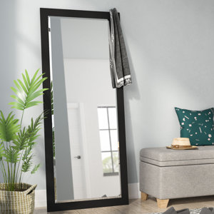 Beveled Satin Black Wall Mirror