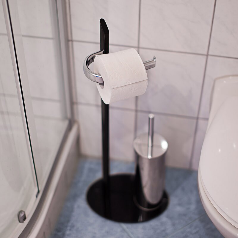 combined toilet roll holder and brush