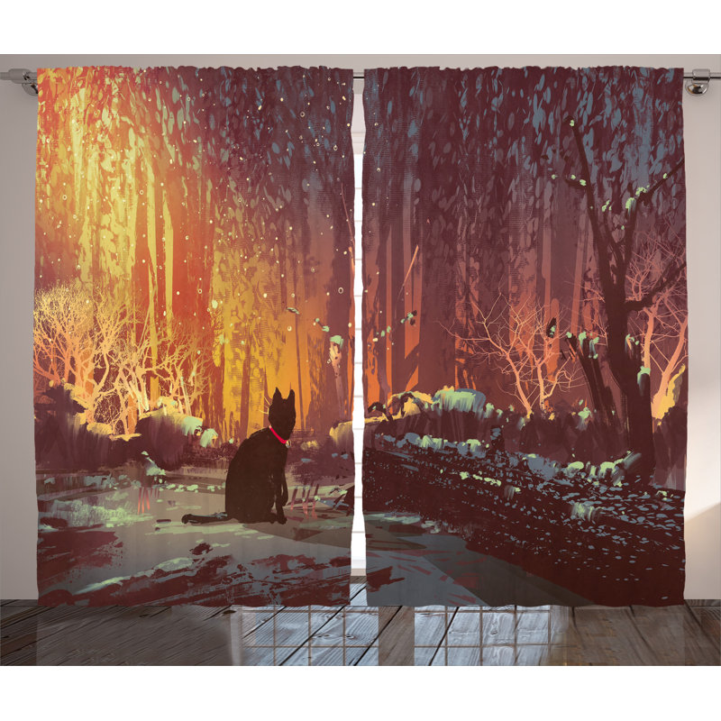 East Urban Home Fantasy Art Surreal Lost Black Cat Deep Dark In