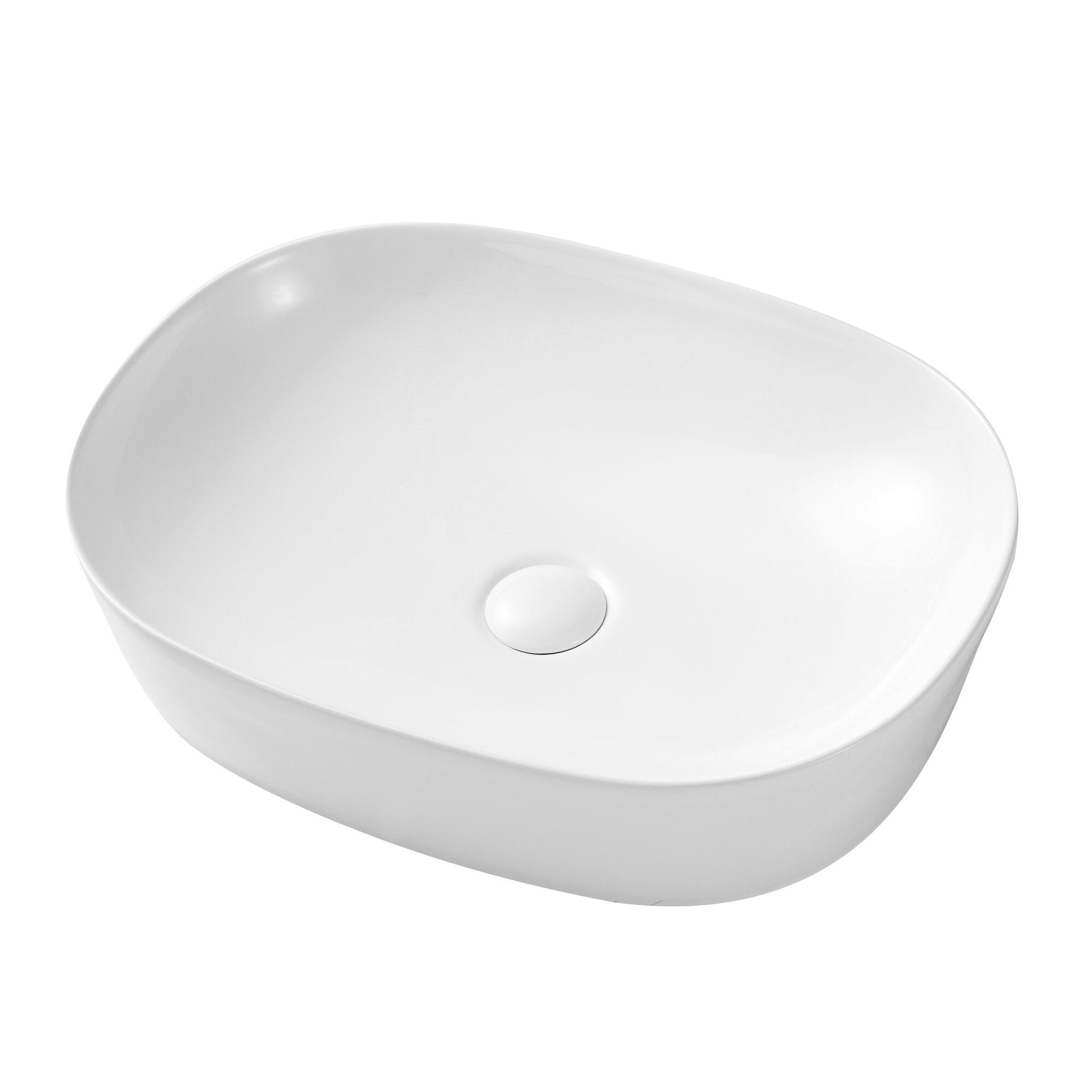 Eridanus Glossy White Ceramic Rectangular Vessel Bathroom Sink With Overflow Wayfair