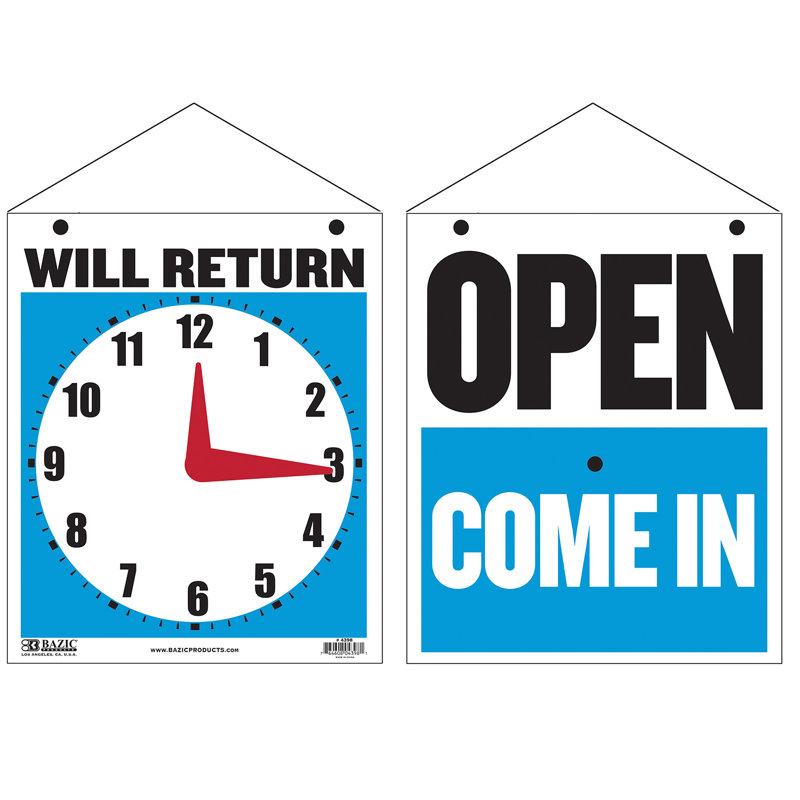 "WILL RETURN" Clock Sign