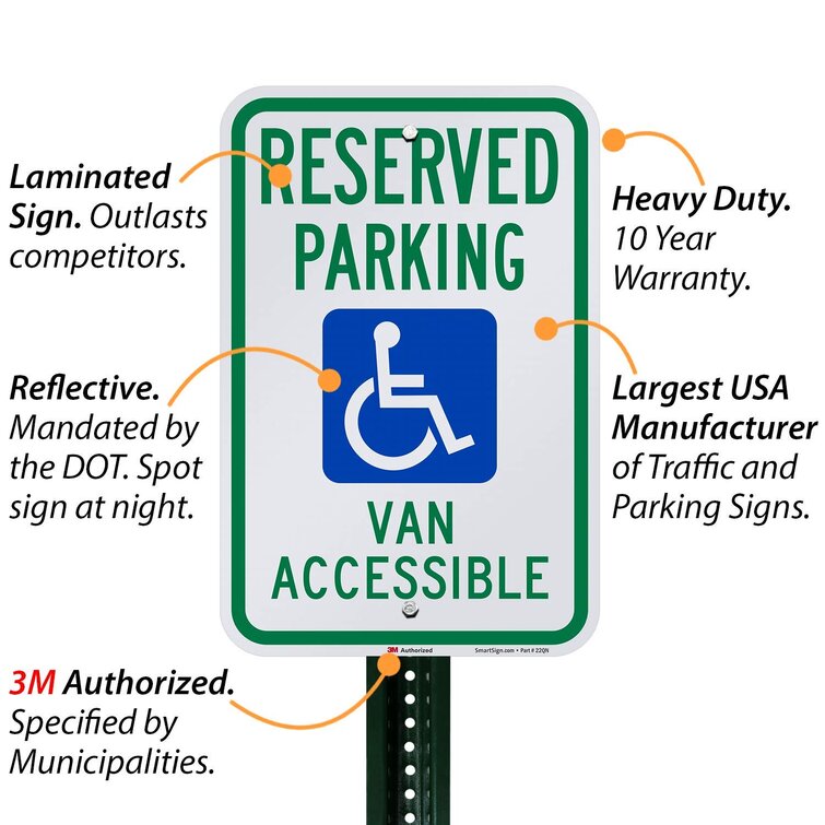 12 x 18 3M Engineer Grade Reflective Aluminum Van Accessible Sign by SmartSign 