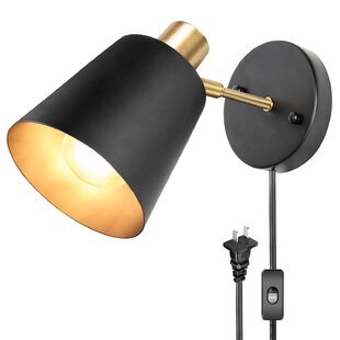 1/2PCS Industrial Swing Arm Wall Lamp Plug-In Cord Wall Black Finish
