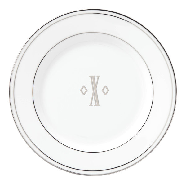 O Lenox Federal Platinum Block Monogram Dinnerware Salad Plate