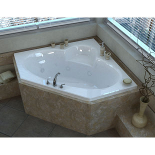 Curacao 58 X Corner Whirlpool Jetted Bathtub With Center Drain Curacao 58 X Corner Whirlpool Jetted Bathtub With Center Drain