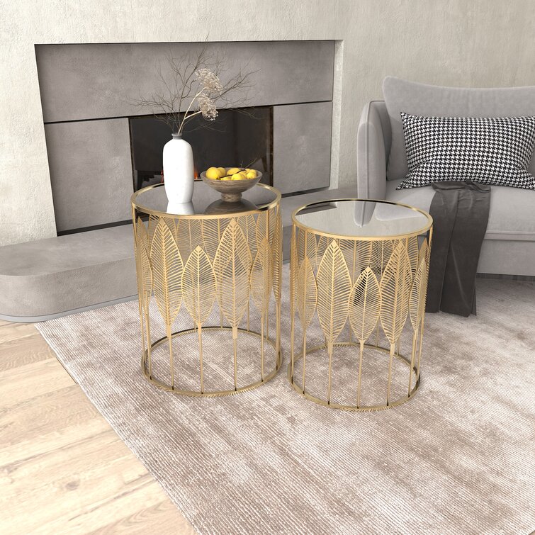 gold barrel side table