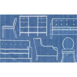 Flacq Hand-Tufted Blue Area Rug