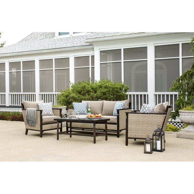 La Z Boy Outdoor Colton 4 Piece Sunbrella Sofa Seating Group With