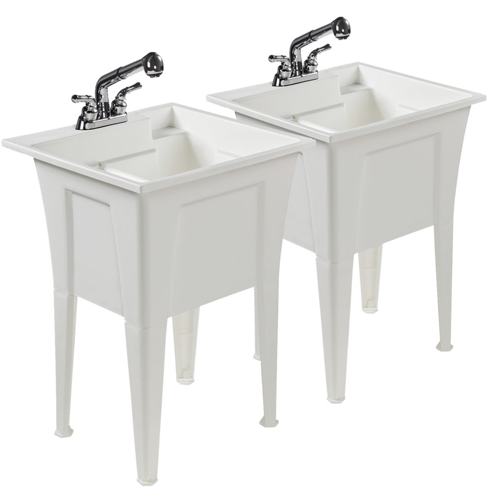 Rugged Tub 24'' L x 22'' W Free Standing Laundry Sink with Faucet Wayfair