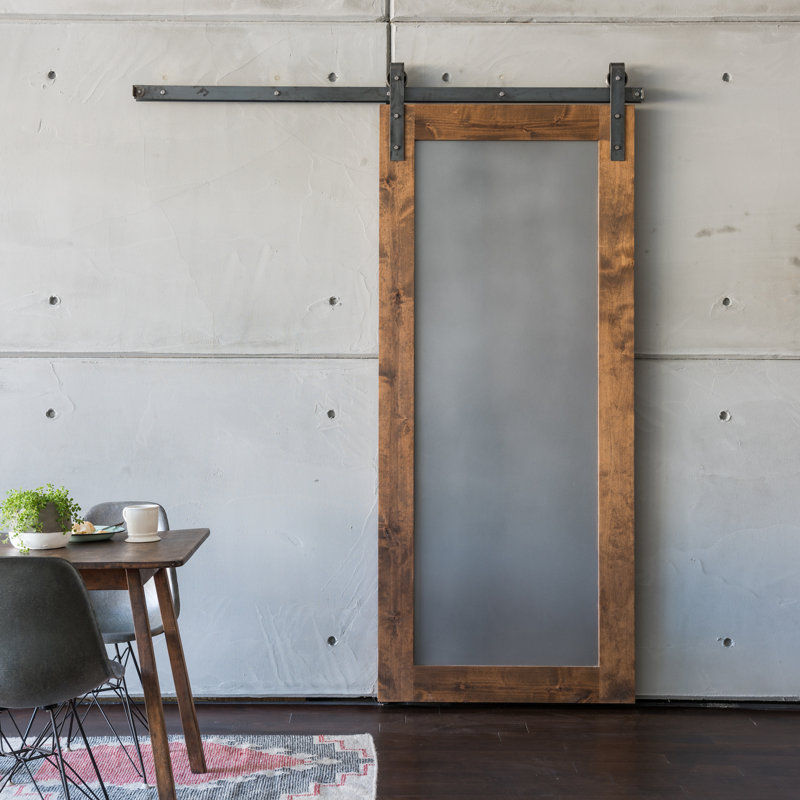 Artisan Hardware Paneled Wood And Metal Sliding Barn Door Without