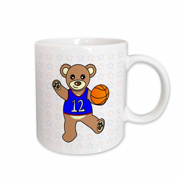 East Urban Home Cute Basketball Player Teddy Bear Boy Coffee Mug
