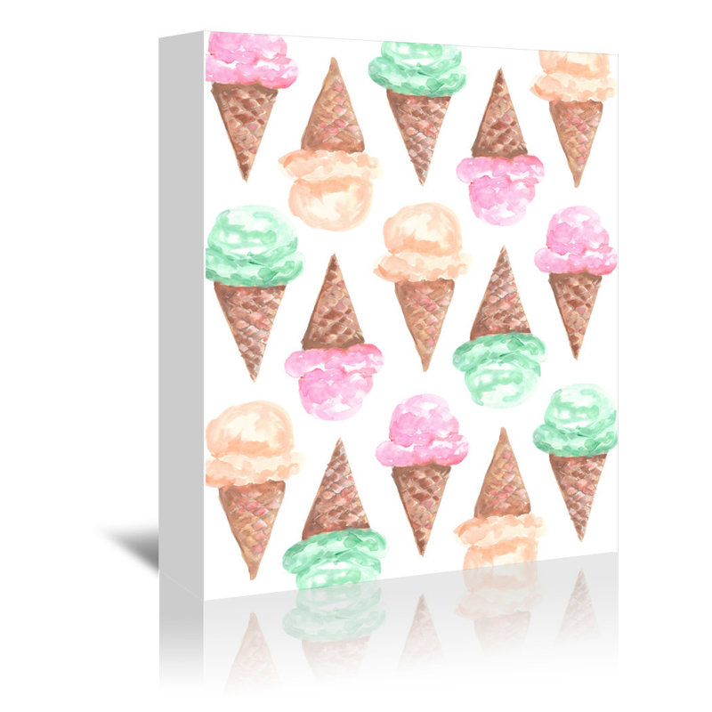 East Urban Home Ice Cream Cone Watercolor Painting Print Wayfair
