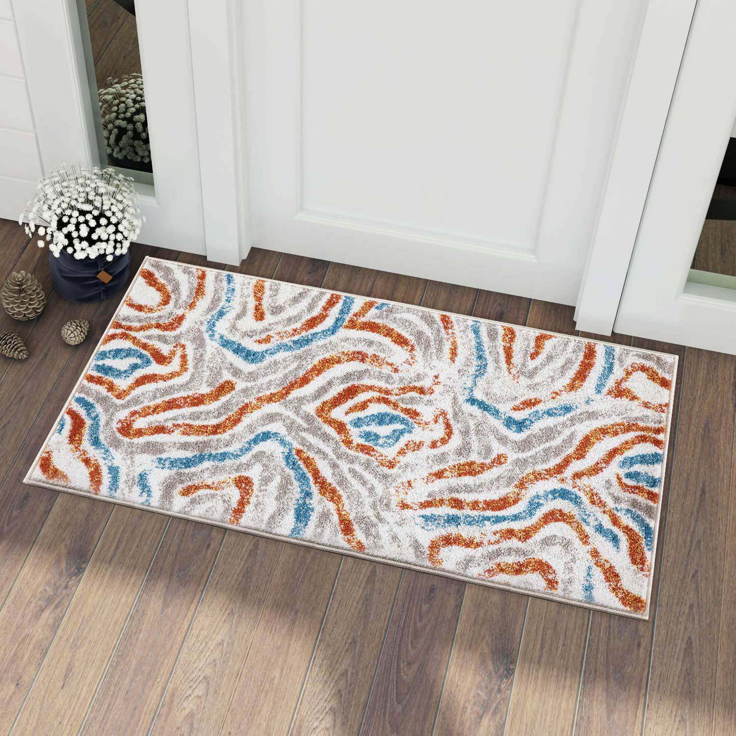 World Menagerie Aerith Power Loom Gray Blue Red Rug Wayfair