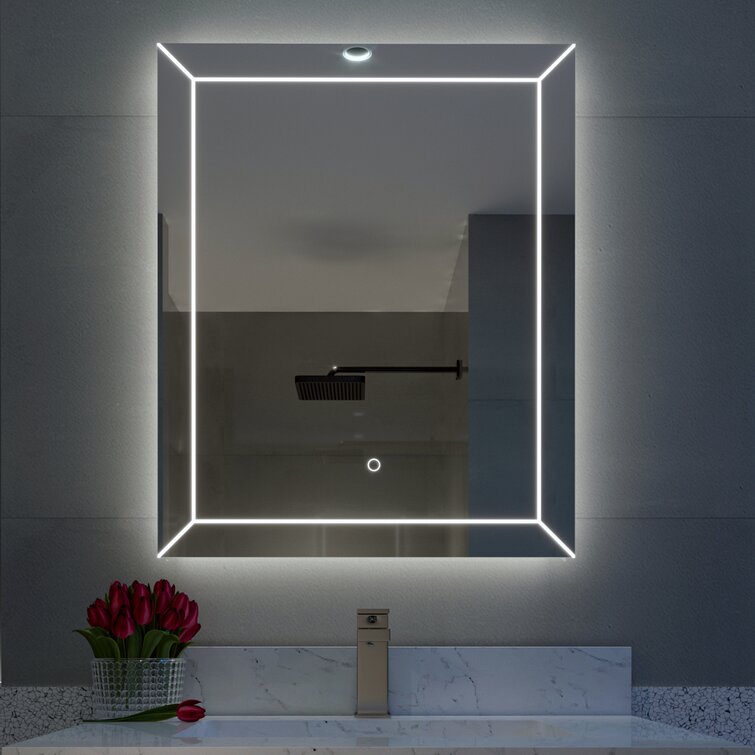 LED Wall Mounted Bathroom Lighted Mirror Vanity Dimmable 30 In x 24 In 