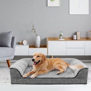 Pet Dog Bed Sofa Soft Cozy Warm Anatomic Cushion Comfortable Medium Brown 22x18"