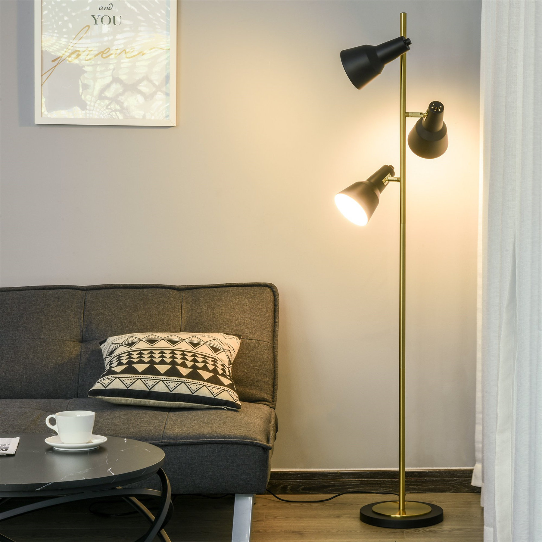 Luxus Steh Leuchte Textil Wohn Zimmer Decken Fluter E27 Lese Lampe Höhe 160 cm 