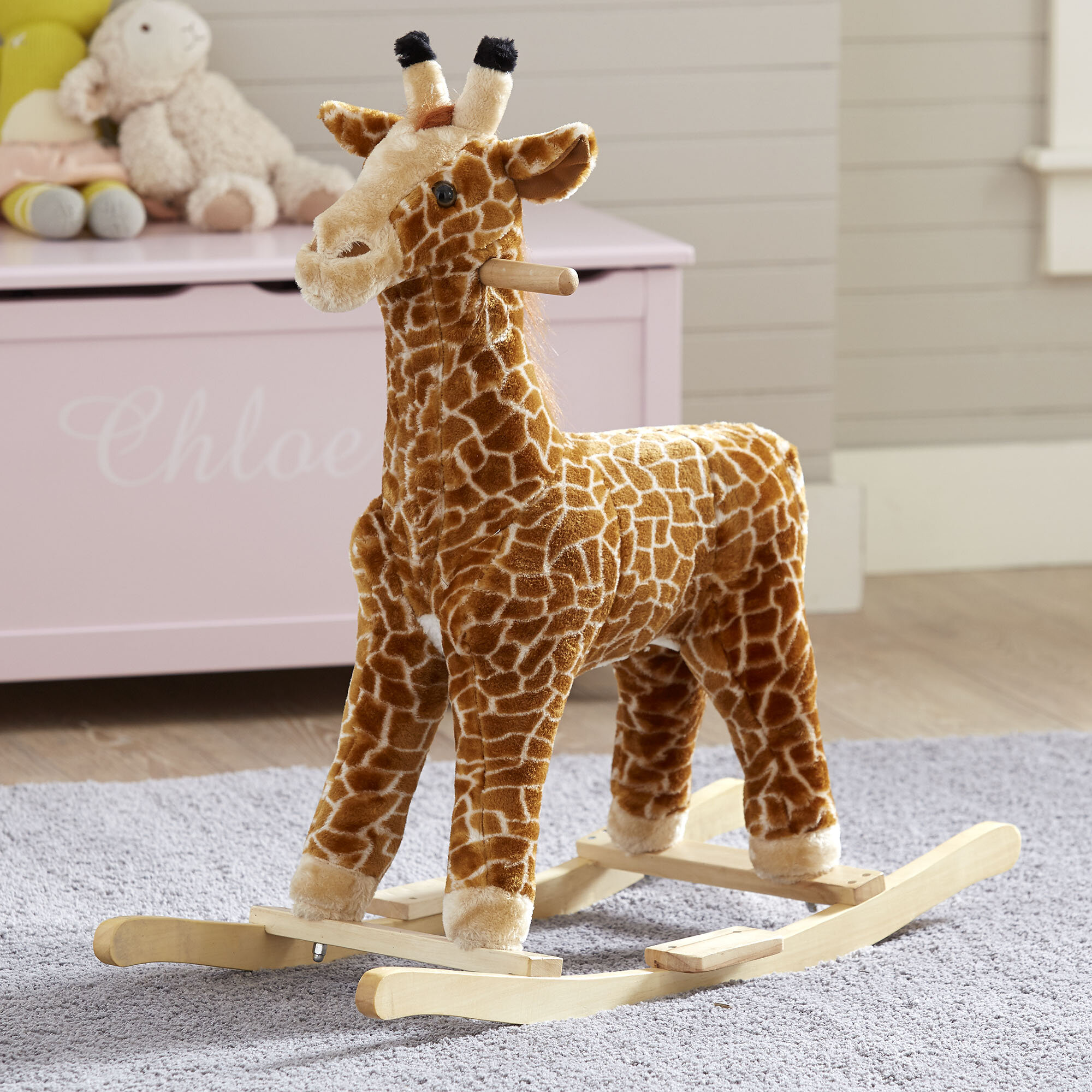 happy trails giraffe plush rocking animal