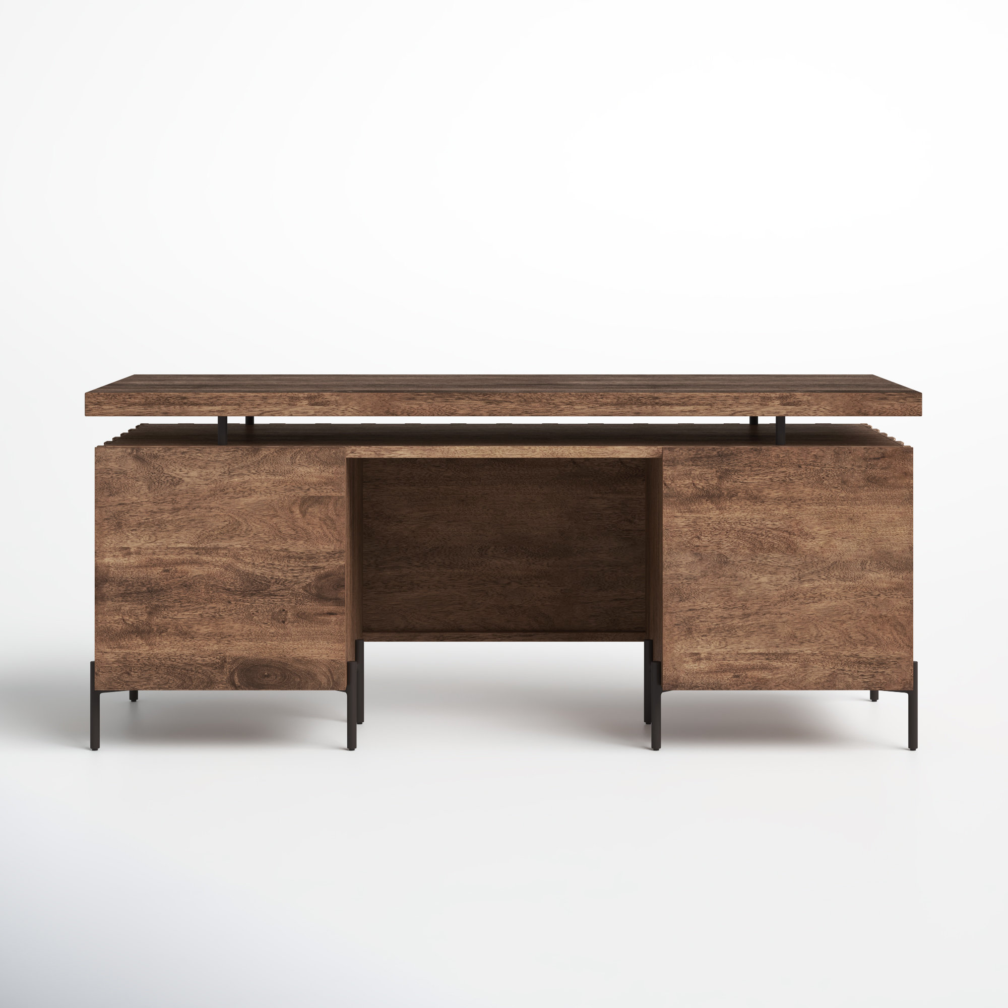 solid wood desk and credenza